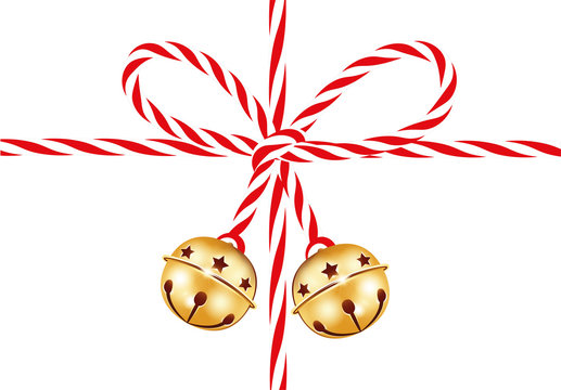Geschenk mit Kordelschnur und Gl&ouml;ckchen
Weihnachtsgeschenk mit Schellengl&ouml;ckchen und Schleife
Vektor Illustration isoliert auf wei&szlig;em Hintergrund