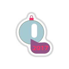 Vector illustration in paper sticker style Christmas ball and new 2017 year