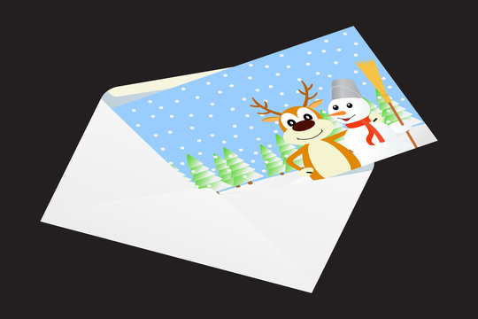 Christmas card in an envelope.