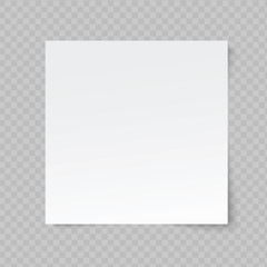 Vector blank square sheet of paper on transparent background.