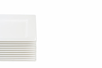 Melamine white Plate stack On a white 