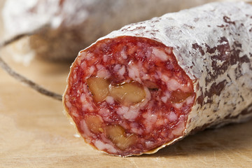 Delicious dry sausage with walnuts
