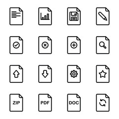 File document icon set. Simple Set of Document Flow Management Vector Line Icons