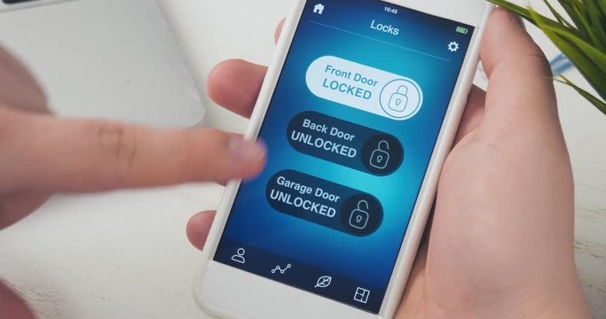 Locking doors in the house using smartphone app