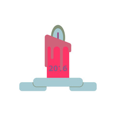 Vector illustration in paper sticker style candle with year number