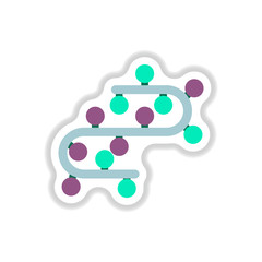 Vector illustration in paper sticker style christmas light garlands