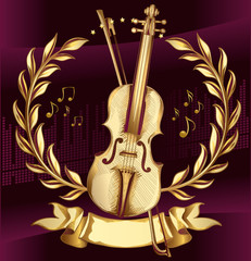 Golden violin emblem © alex_bond