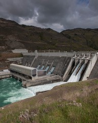 Cromwell dam New Zealand Powerplant. Green energy. Generating electricity.