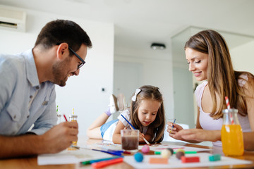 Fototapeta premium Happy familiy spending fun time at home
