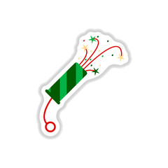Vector illustration in paper sticker style Christmas slapstick