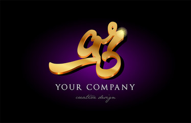 ar a r 3d gold golden alphabet letter metal logo icon design handwritten typography