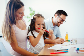 Happy familiy spending fun time at home