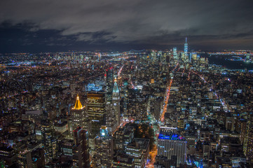 New York, Skyline in der Nacht vom Empire State Building