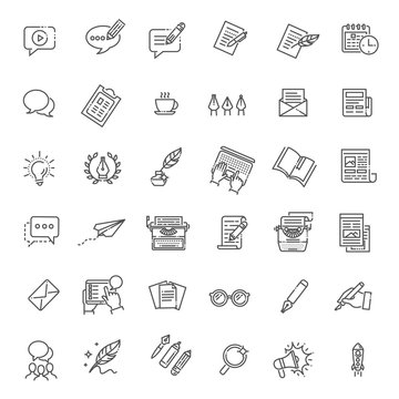 Simple Set of Copywriting Related Vector Line Icons