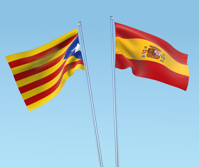 Flags of Spain and Catalonia