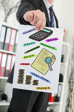 Accounting concept shown by a businessman