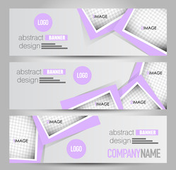 Fototapeta premium Banner template. Horizontal header. Abstract background for design, business, education, advertisement. Purple color. Vector illustration.