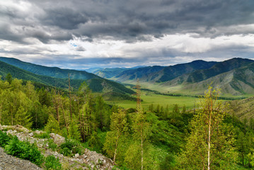 Obraz premium View from Mountain pass Chike-Taman. Altai Republic, Russia