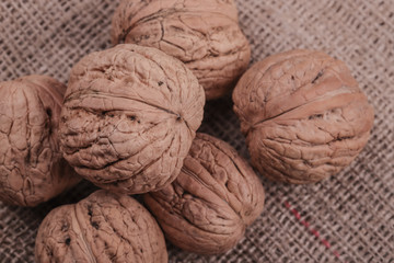 big walnuts on burlap