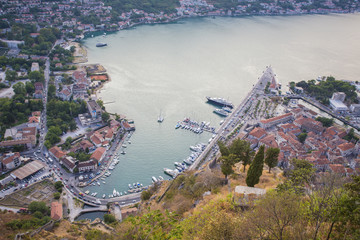 Montenegro. Kotor Bay. View from the fortress on the mountain.