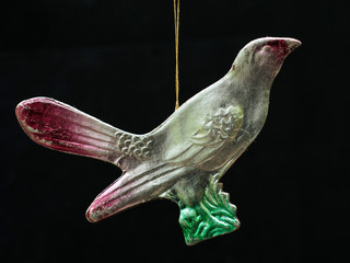 Old soviet paper christmas decoration. Bird.