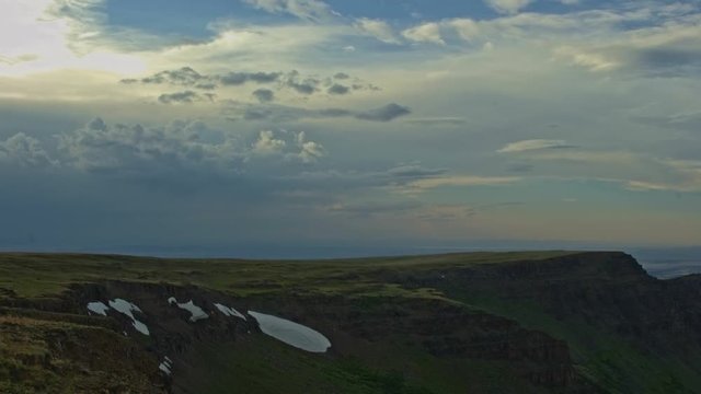 Summit of Steens Mountain in Summer Edge of Kiger Gorge with Snow near Malheur National Wildlife Refuge