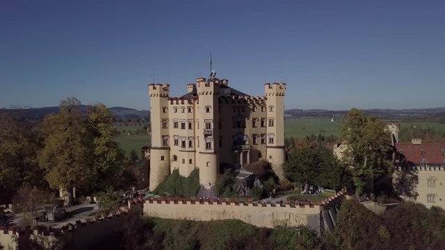 Flight around of Hohenschwangau Castle, Bavaria, Germany. Original untouched LOG format.
