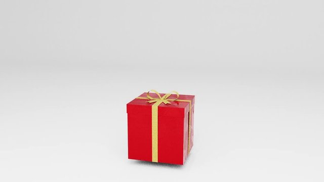 Isolated falling gift appear 3d render illustration slow motion
