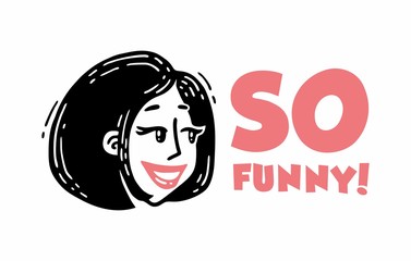 logo so funny girl head smiling