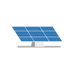 vector flat solar panel on solar power plant icon. Renewable alternative green bio eco energy resource. Isolated illustration on a white background.