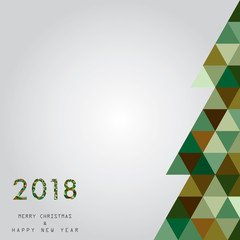 Merry Christmas and Happy New Year 2018 vector abstract background