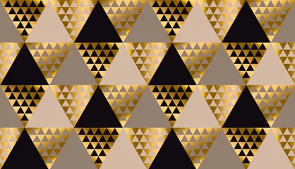Wallpaper murals Glamour style Luxury geometry black, gold and beige seamless vector illustration. Concept triangle geometric pattern for card, invitation, header print and web design, wrapping paper, fabric..