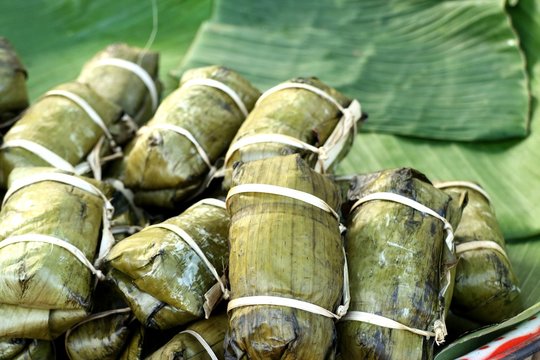 Sticky Rice Wrapped In Banana Leaves