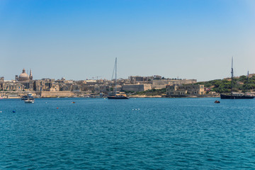 Typical Seaside port in Valletta in Malta