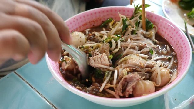 Thai noodle soup.Street food,