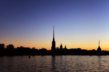 Naklejka premium Peter and Paul fortress and the Neva river at sunrise, Saint-Petersburg, Russia