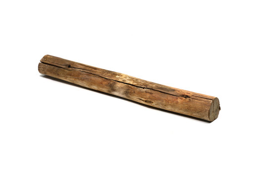 old brown timber on white background isolated