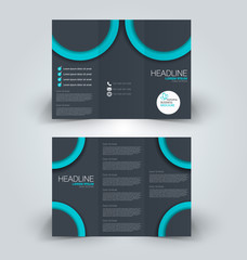 Brochure mock up design template for business, education, advertisement. Trifold booklet editable printable vector illustration.