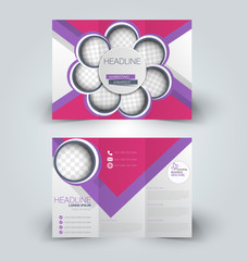 Brochure mock up design template for business, education, advertisement. Trifold booklet editable printable vector illustration.