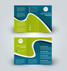 Brochure mock up design template for business, education, advertisement. Trifold booklet editable printable vector illustration.