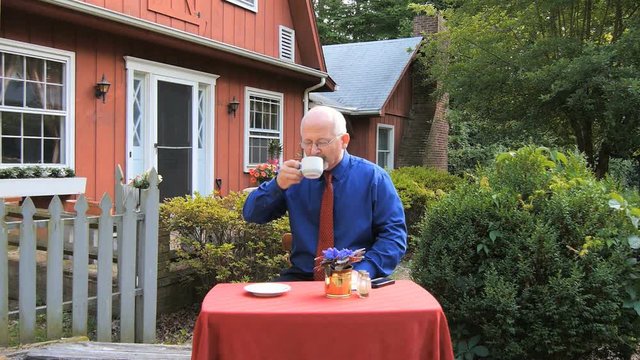 Humor Of Man Getting Served Coffee At Restaurant And Spitting Out Black Smoke