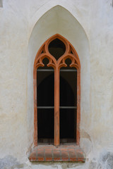 Medieval cothic empty window in catholic church
