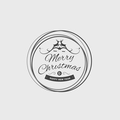 Merry Christmas and Happy New Year greeting card typography flyer template with lettering. Poster, card, label, banner design set. Vector illustration