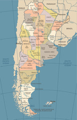 Obraz premium Argentina Map - Vintage Vector Illustration