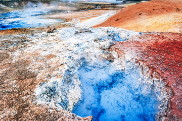 Fumarole field in Namafjall, Iceland.