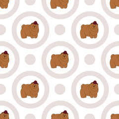 Chow Chow. Breeds of dogs. Seamless pattern. Minimalism. Dog is a symbol of 2018. Chinese calendar. Vector
