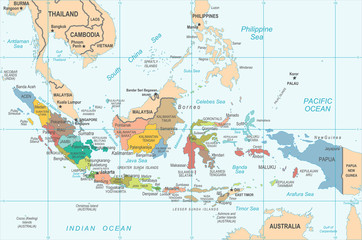Indonesia Map - Vector Illustration