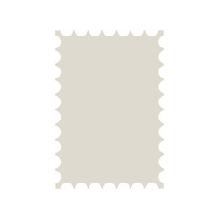Postal stamp template. Blank postal stamp with perforation holes. Vector Illustration