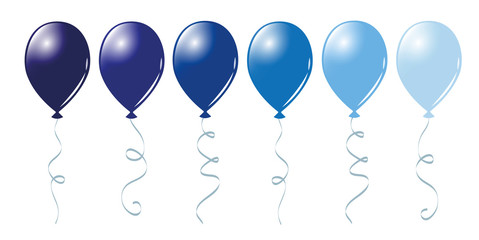 luftballons in unterschiedlichen blautönen