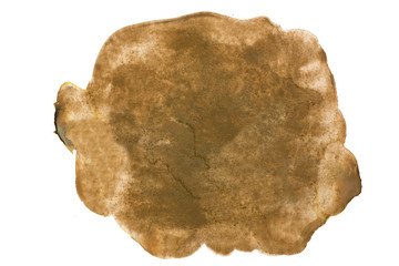 Color, brown splash watercolor hand painted isolated on white background, artistic decoration